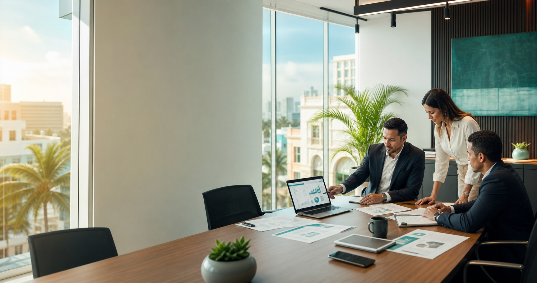 Modern advisory meeting in a San Juan office